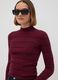 Dark red viscose-blend fitted jumper with funnel neck_0