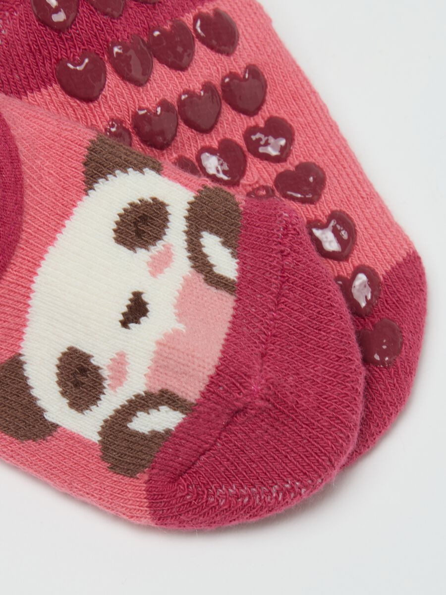Multicoloured cotton blend baby girl non-slip socks_2