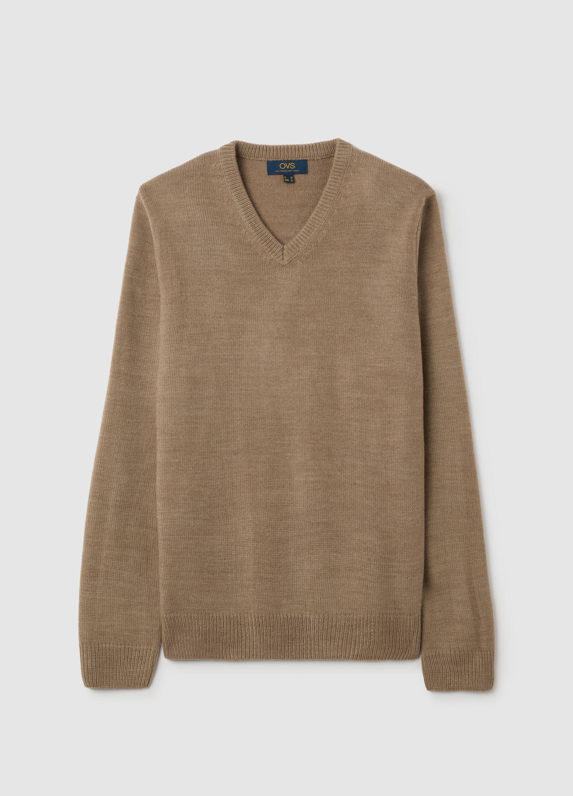 Beige V-Neck Sweater
