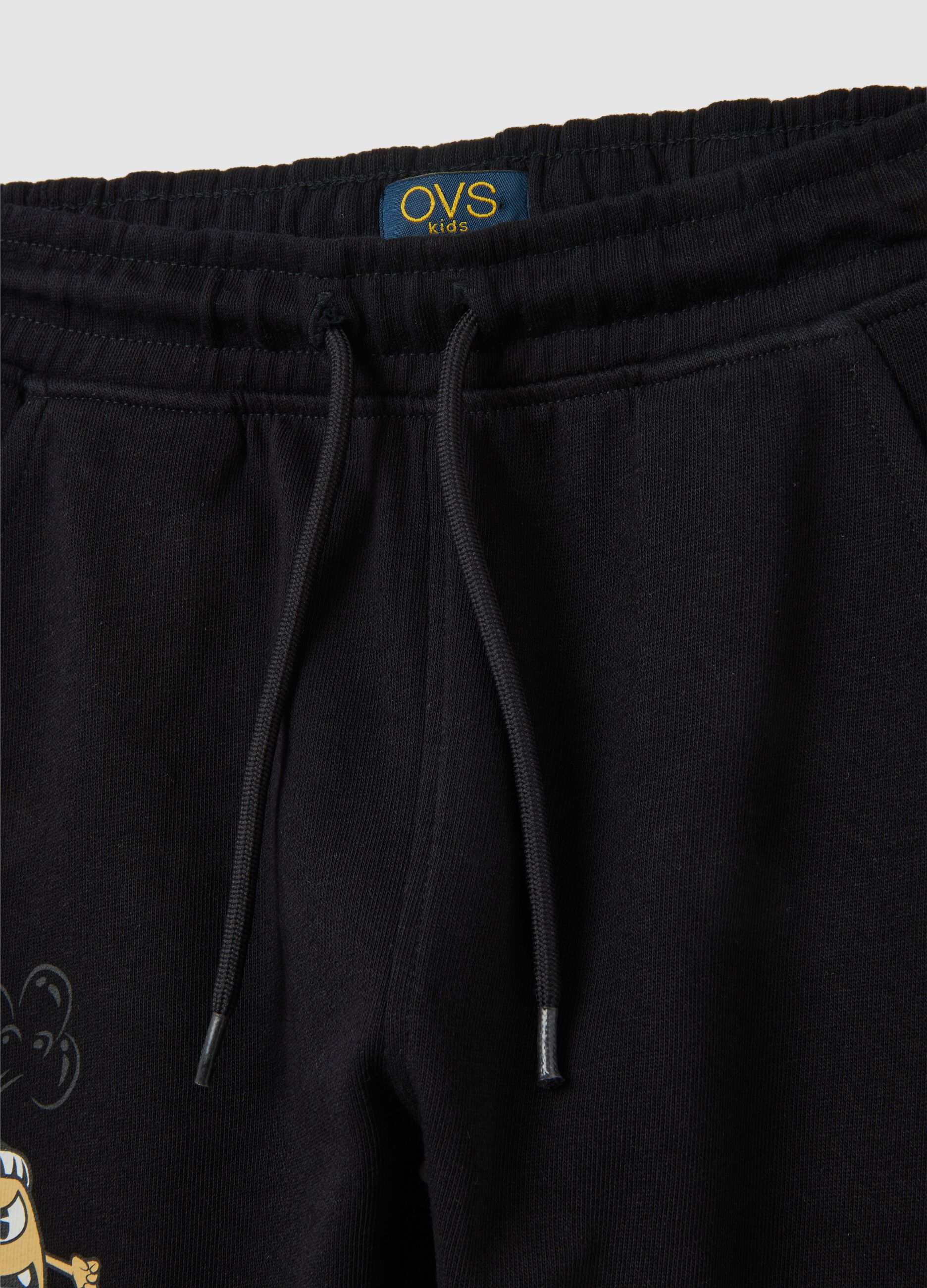 Kids' black pure cotton regular fit trousers
