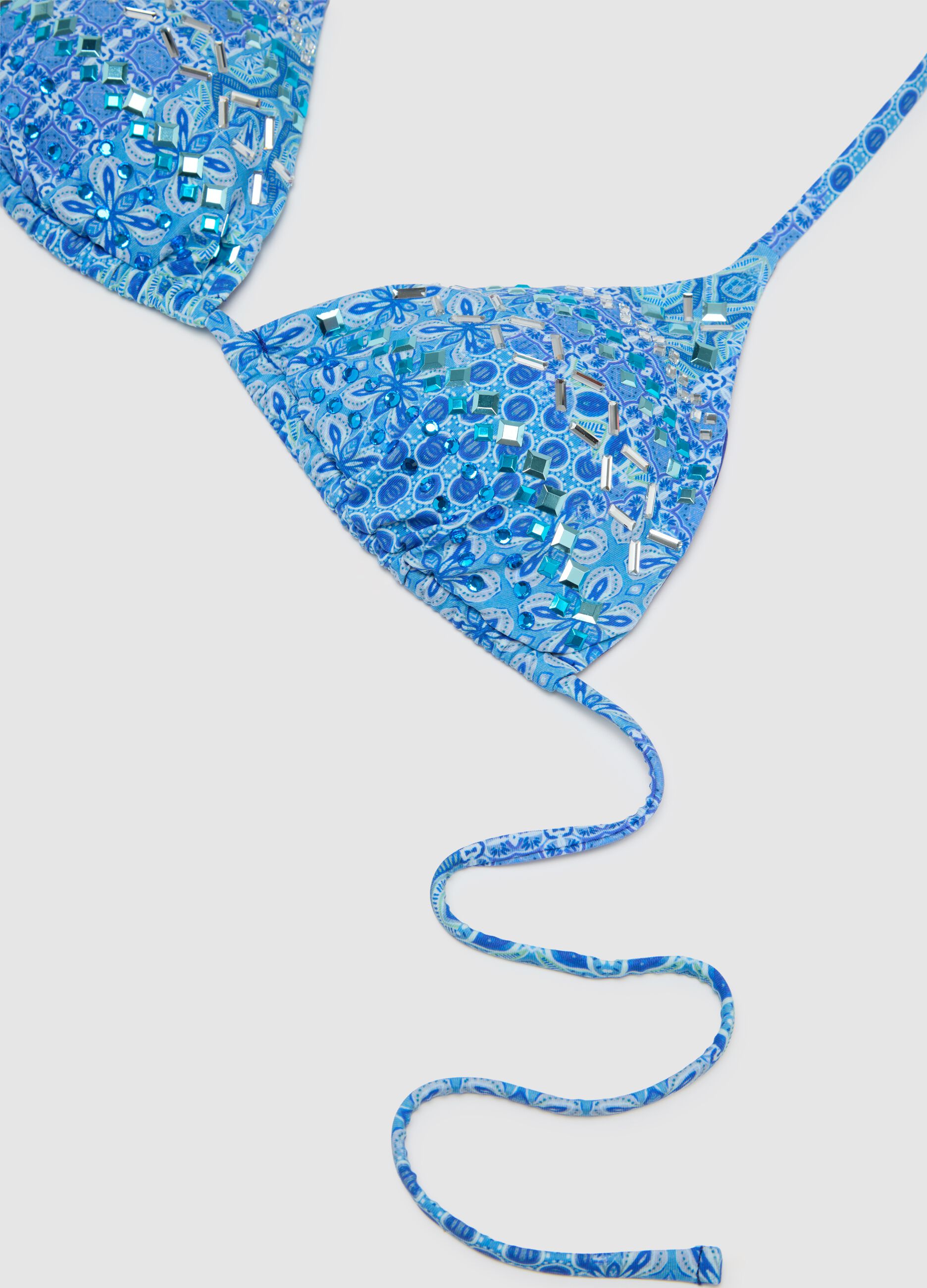Women's regular fit blue fabric bikini