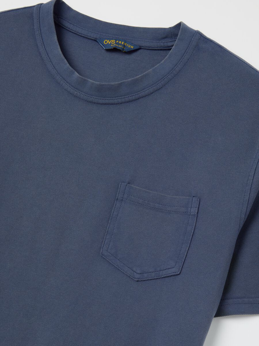Blue cotton T-shirt with pocket_5