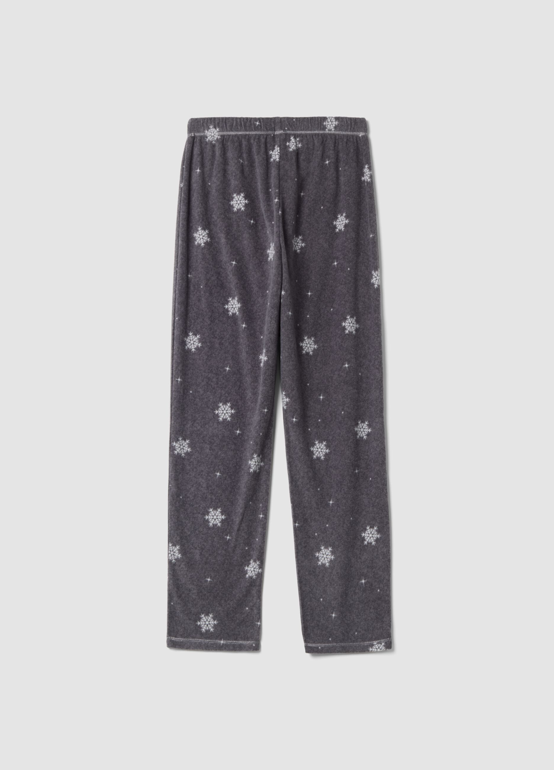 Pantaloni pigiama grigio scuro melange con stampa fiocchi di neve regular fit