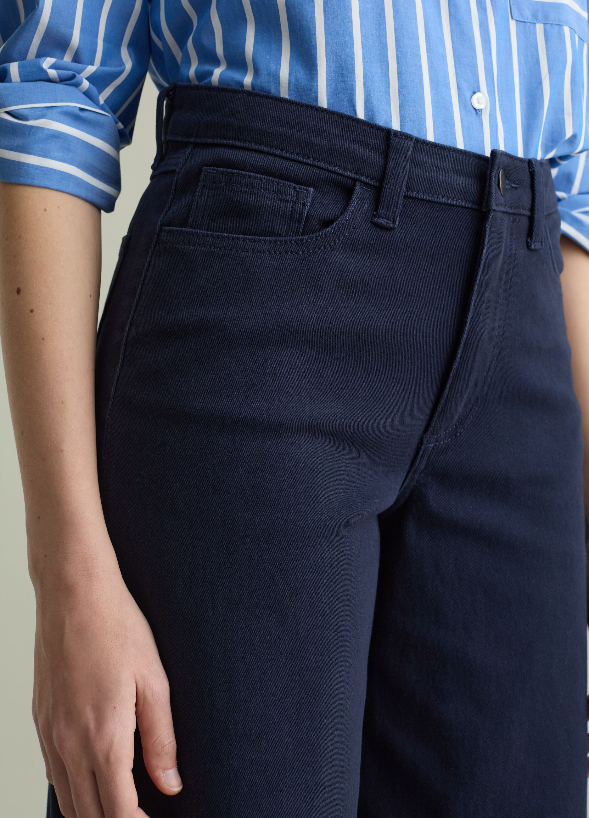 Flare-fit trousers in stretch cotton