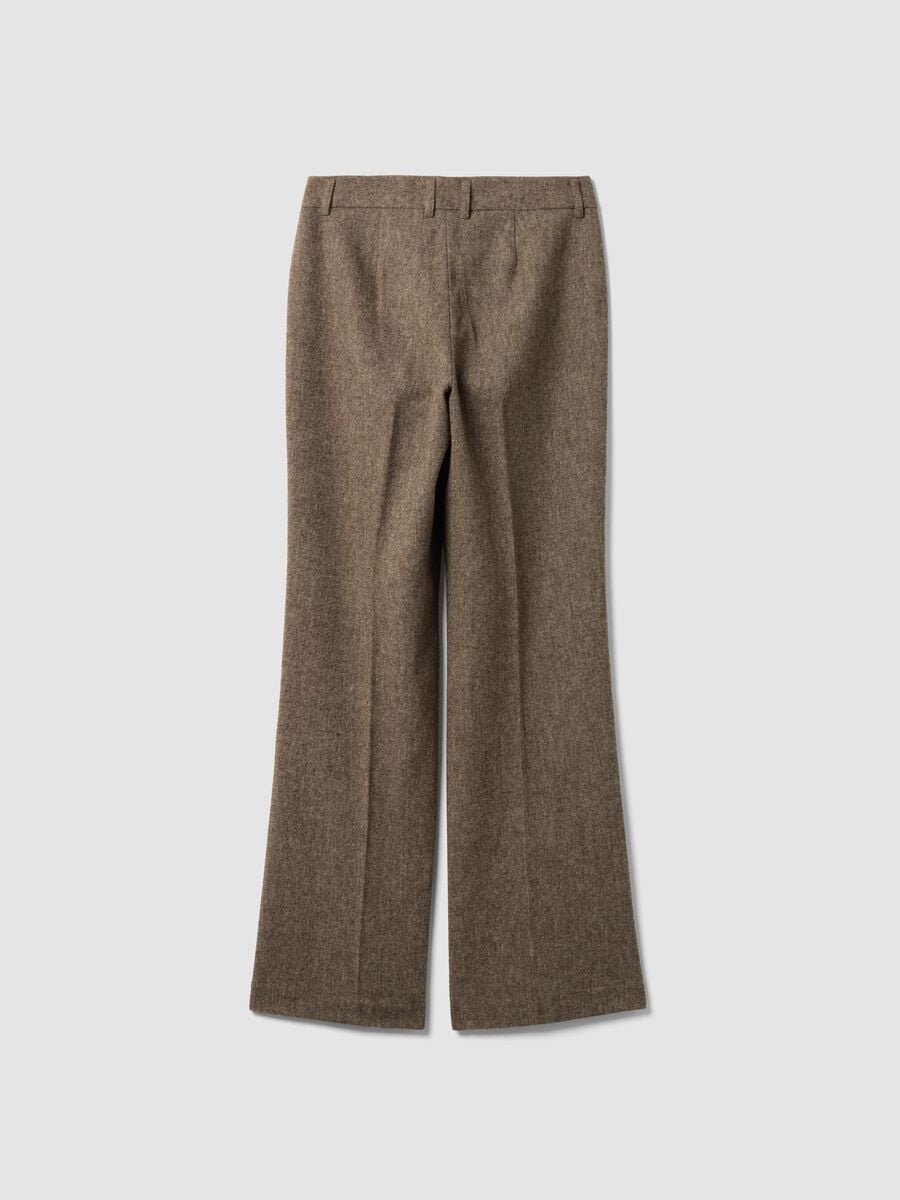 Brown wool-blend flared trousers_2