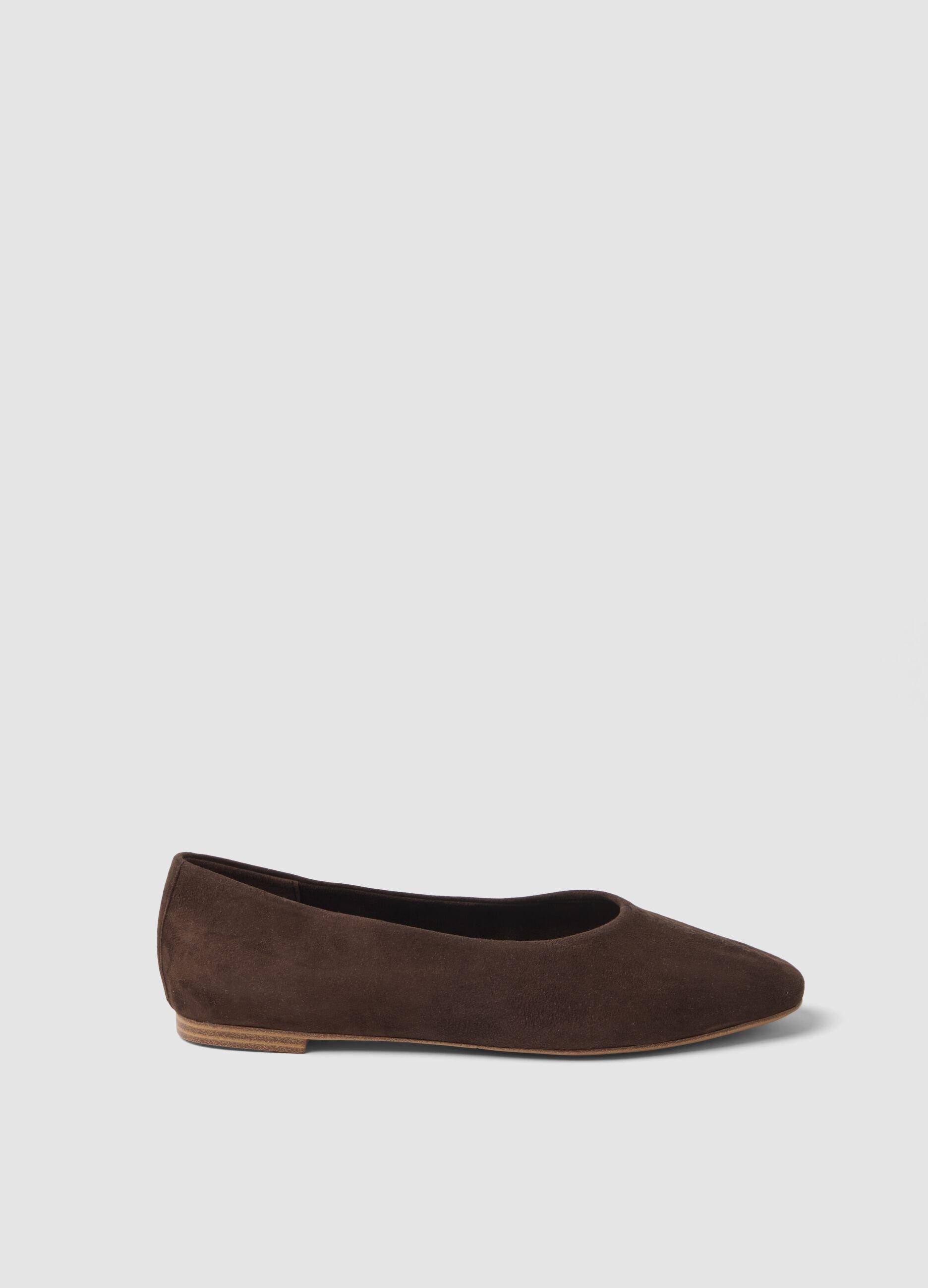 Unlined Brown Genuine Leather Ballet Flats
