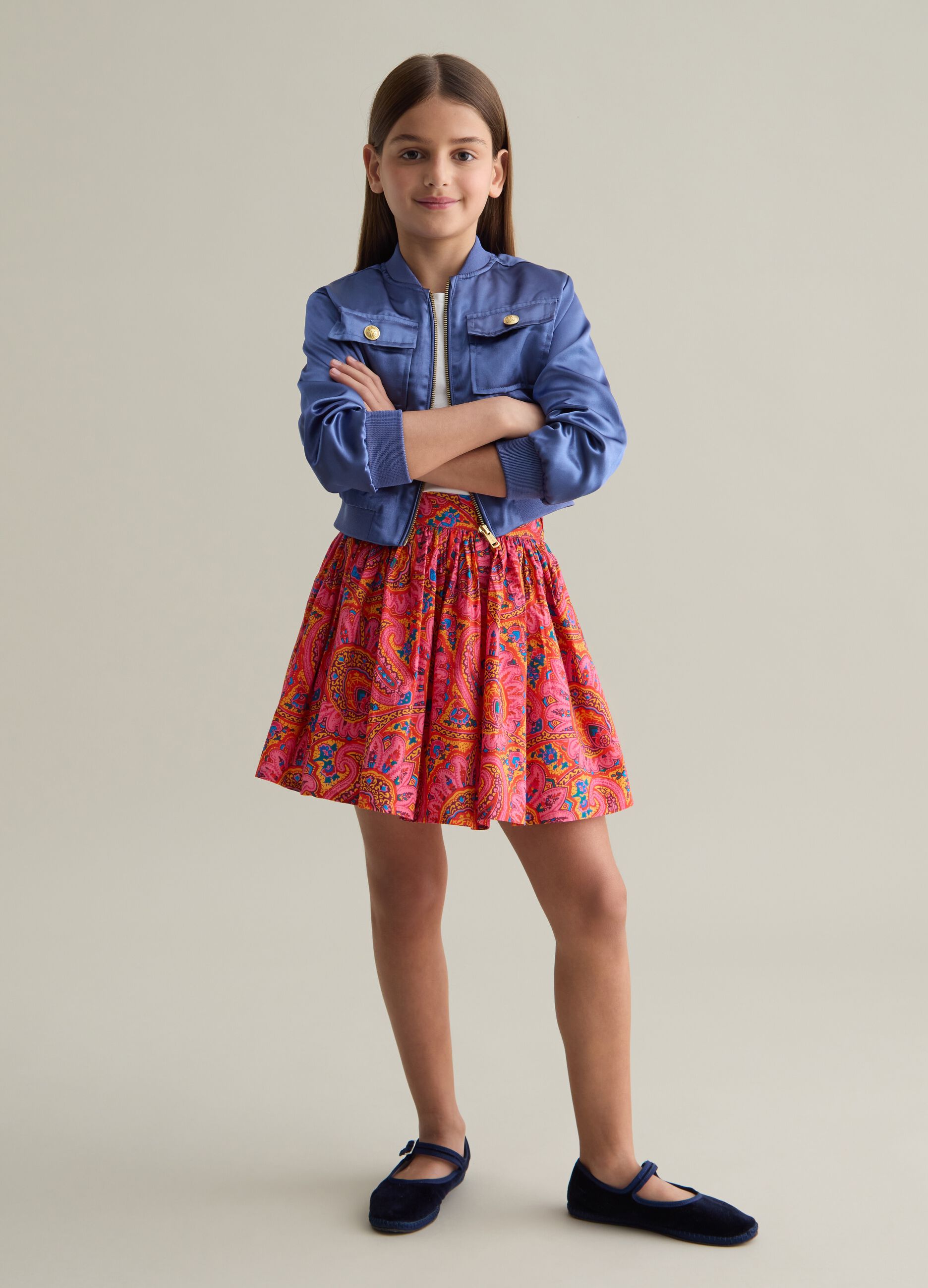 Girls' skirt in pure cotton multicolour regular fit