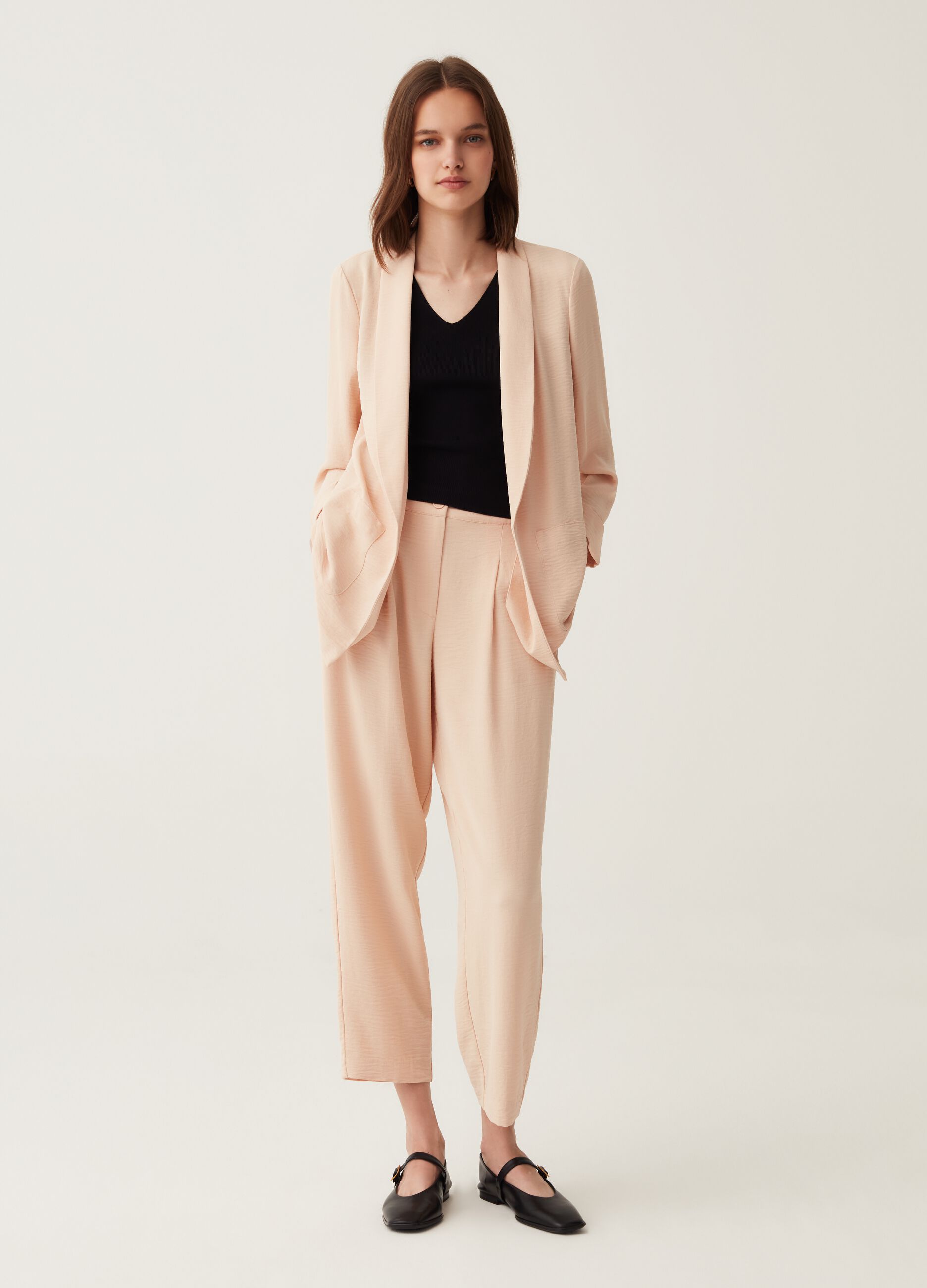 Blazer aperto in tessuto fluido_1