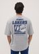 T-shirt grigia in puro cotone con stampa Lakers_3