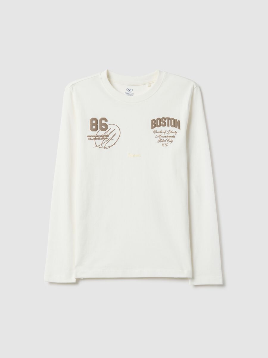 T-shirt in puro cotone bianca regular fit per ragazzi_3