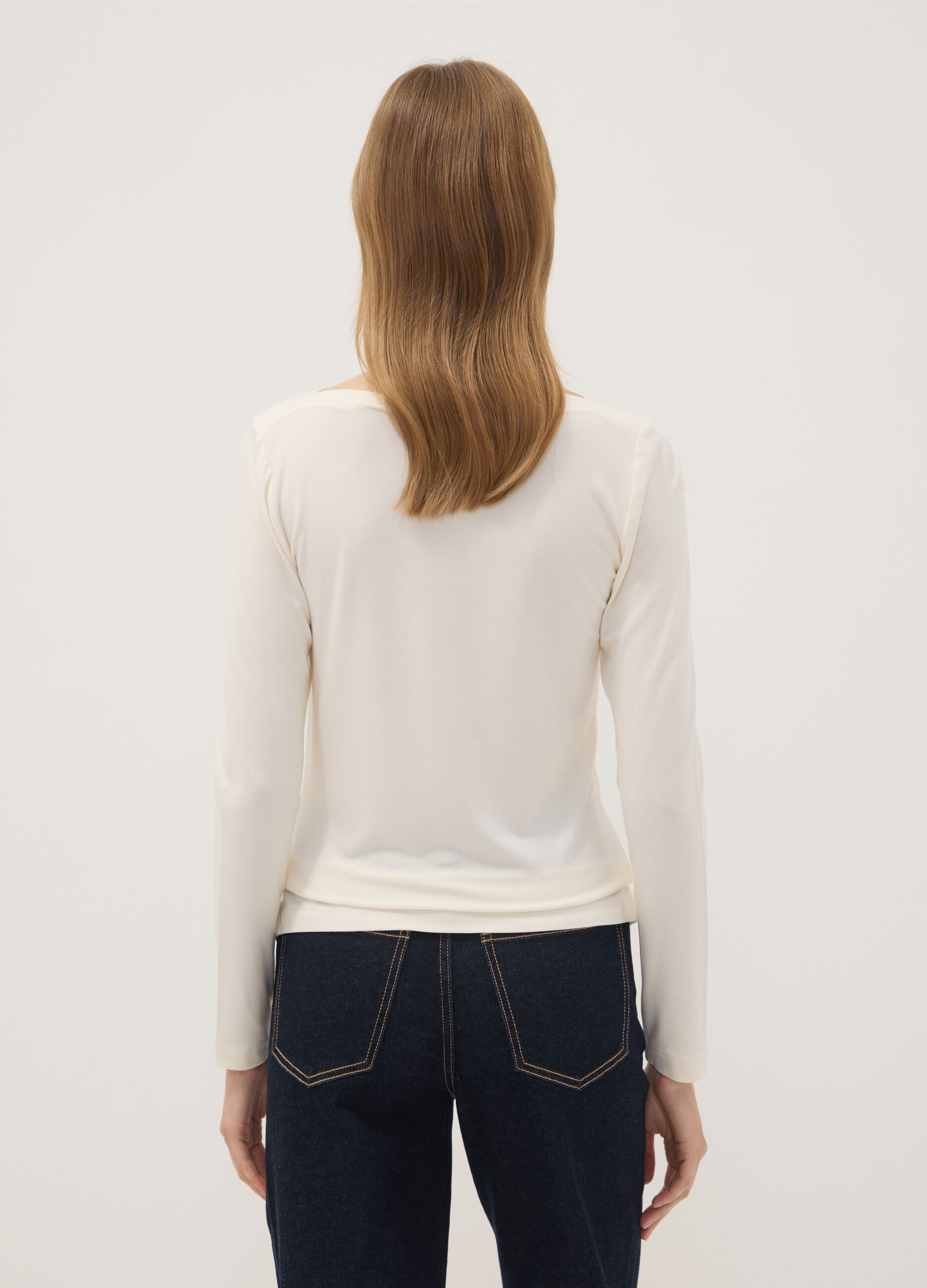 T-shirt bianca in viscosa elasticizzata slim fit