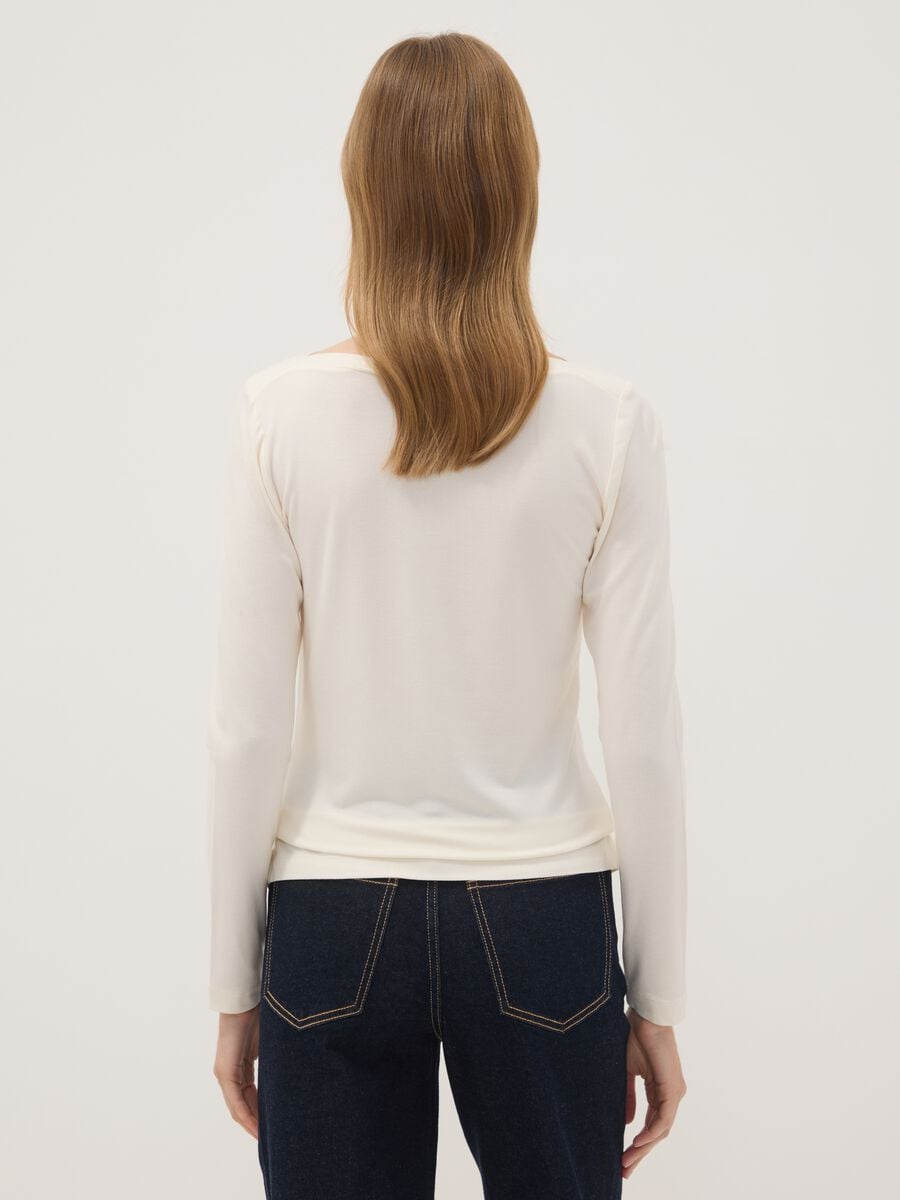 T-shirt bianca in viscosa elasticizzata slim fit_3