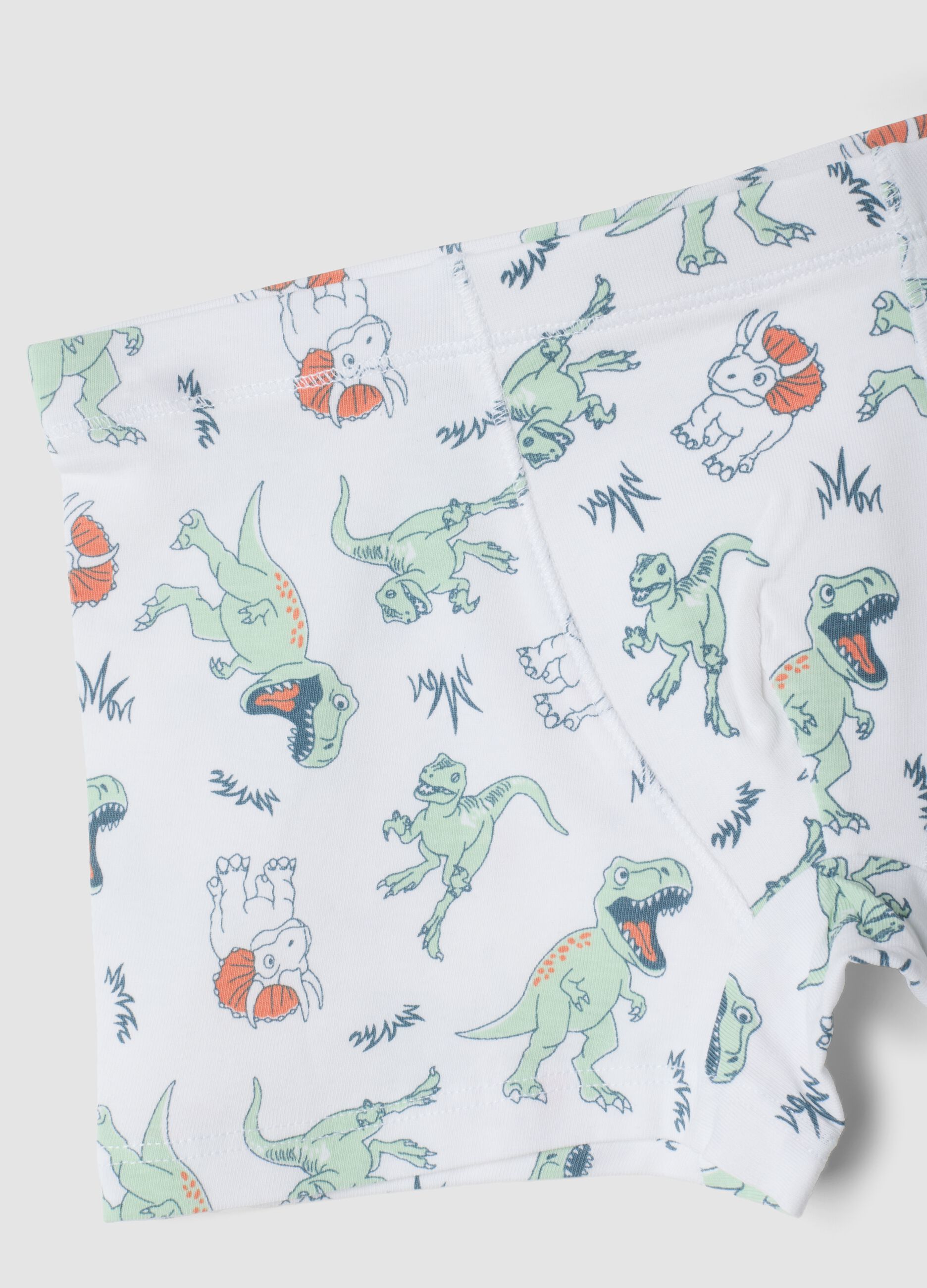 Five-pack of green and white stretch organic cotton boxers