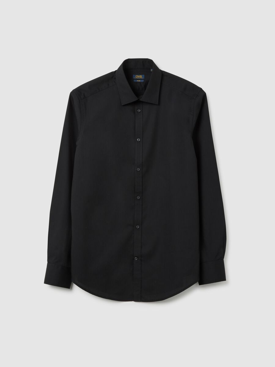Men's shirt in black cotton blend slim fit easy iron_4