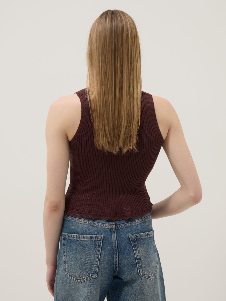 Brown fitted viscose-blend top_3