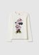 White stretchy cotton girls' regular fit t-shirt with Minnie_0