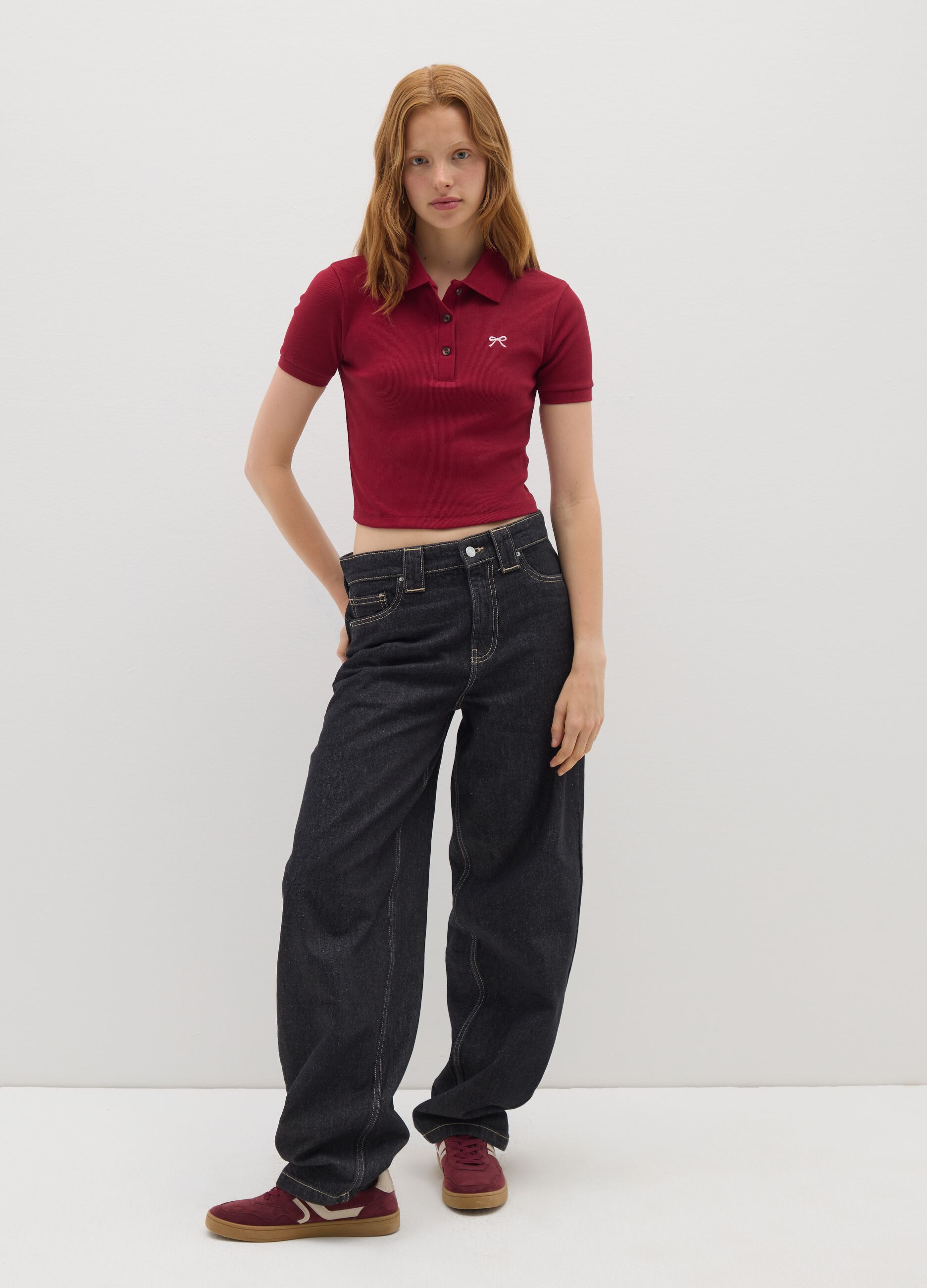 Red Stretch Cotton Polo Regular Fit