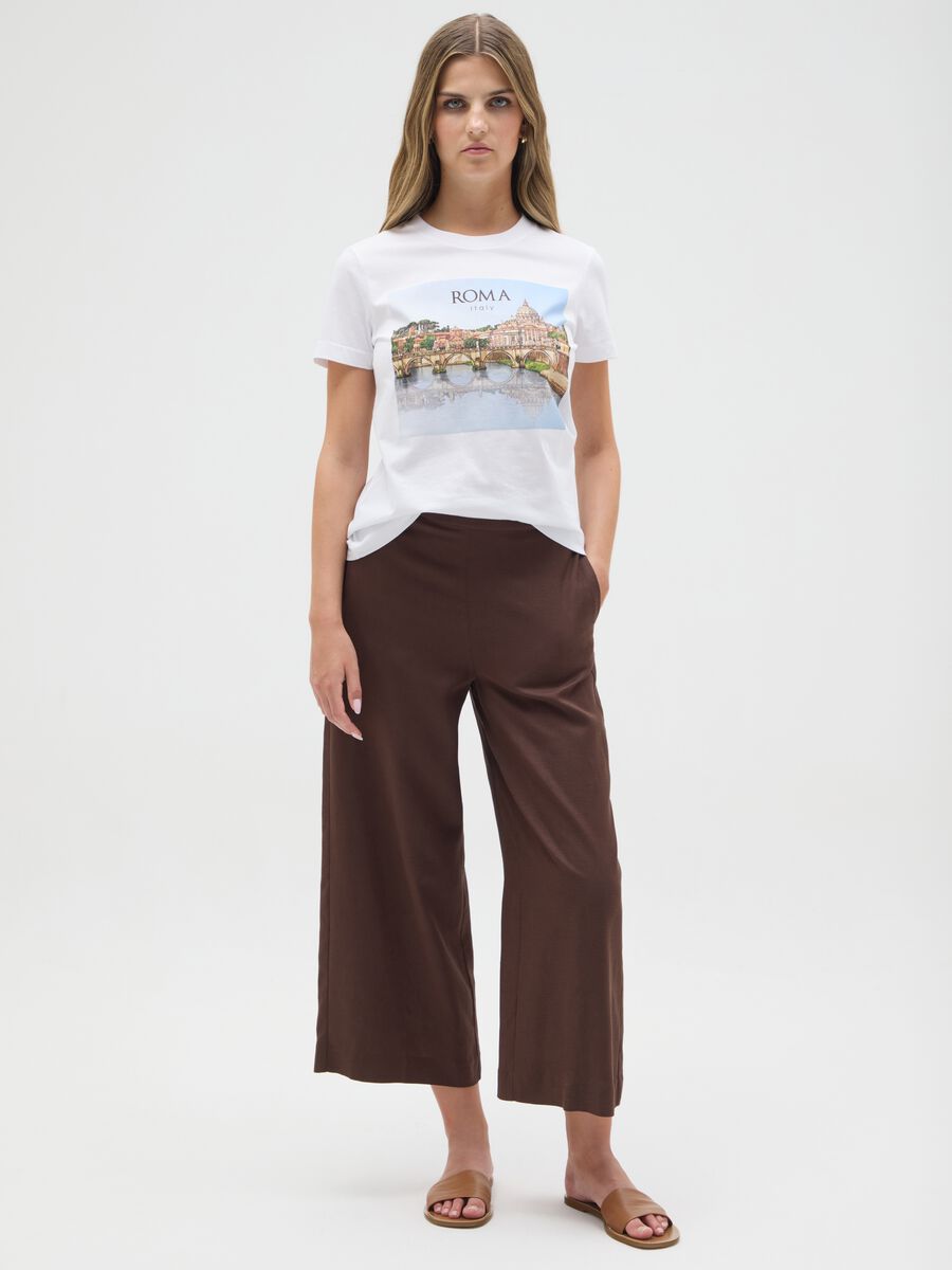 Women's pure white cotton T-shirt regular fit_1