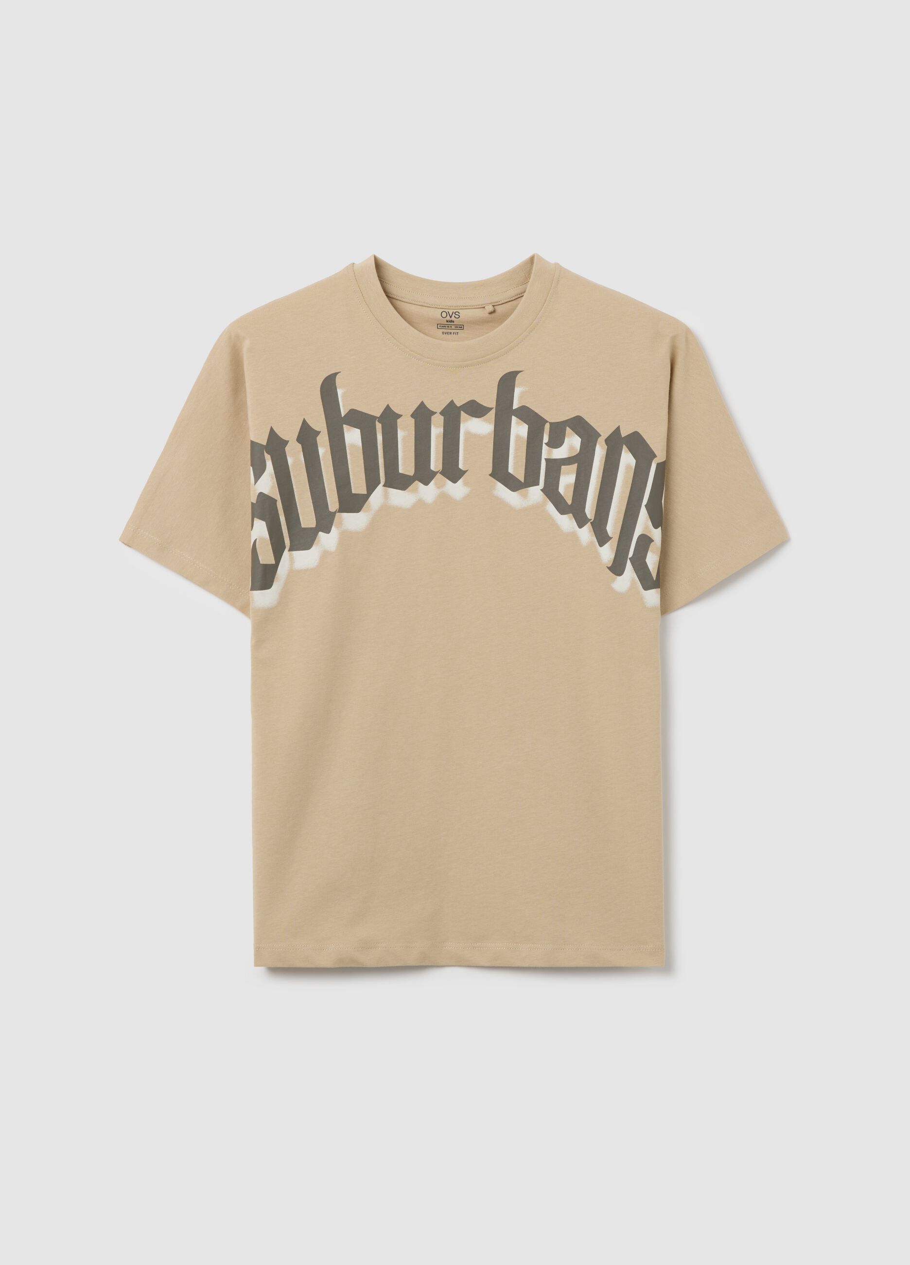 Beige T-shirt with Suburbans print