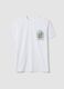 White pure cotton T-shirt with chest print, regular fit_4