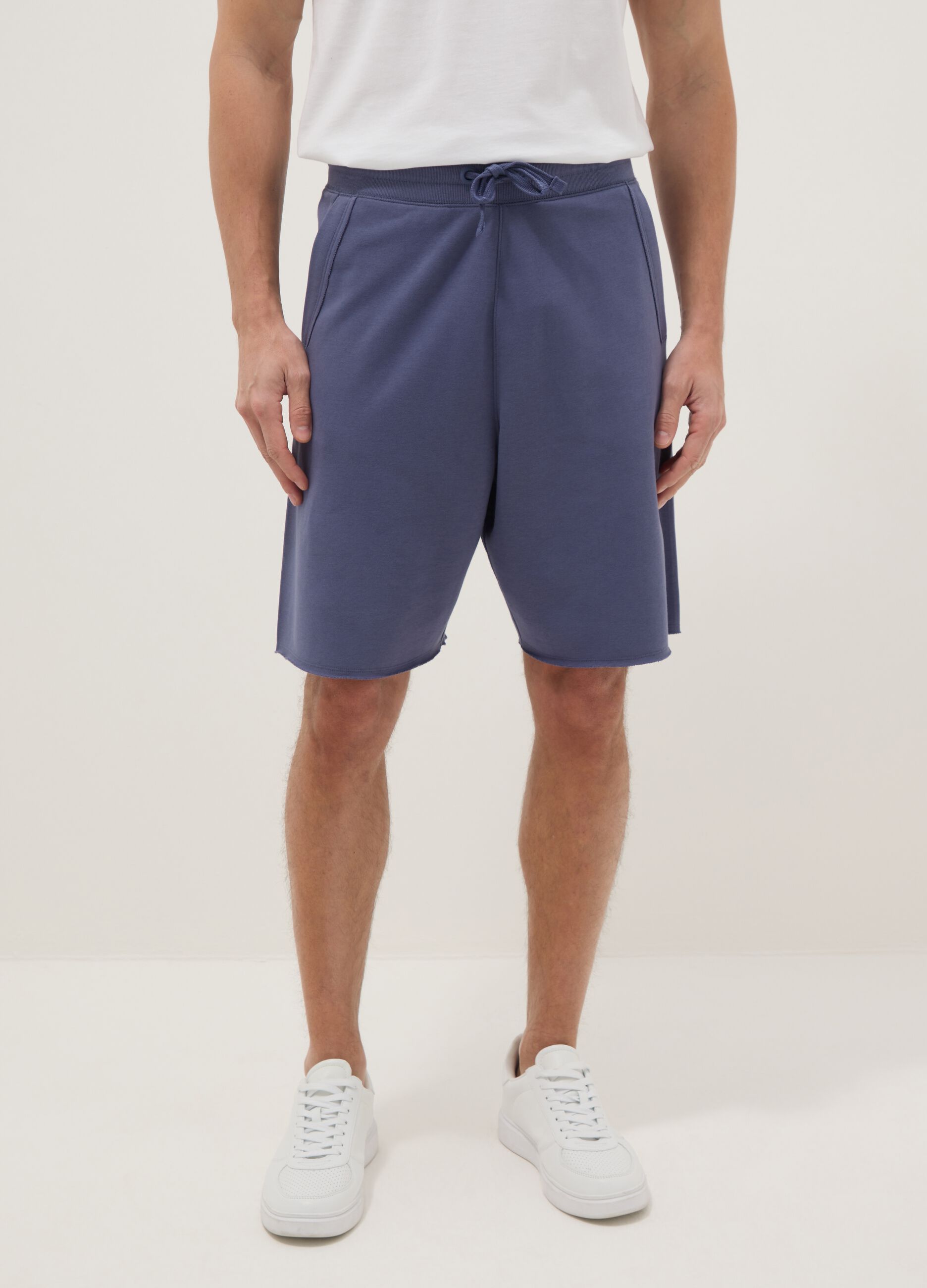 Blue relaxed-fit cotton-blend shorts