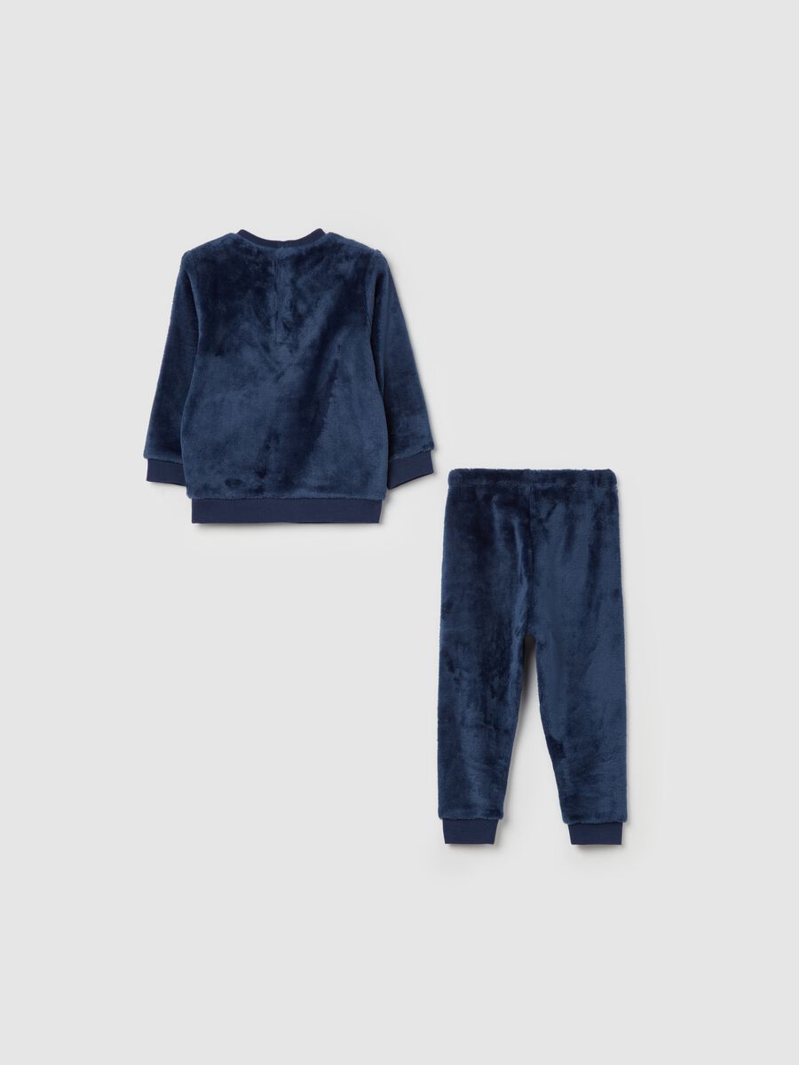 Faux fur pyjamas with dinosaur embroidery_1