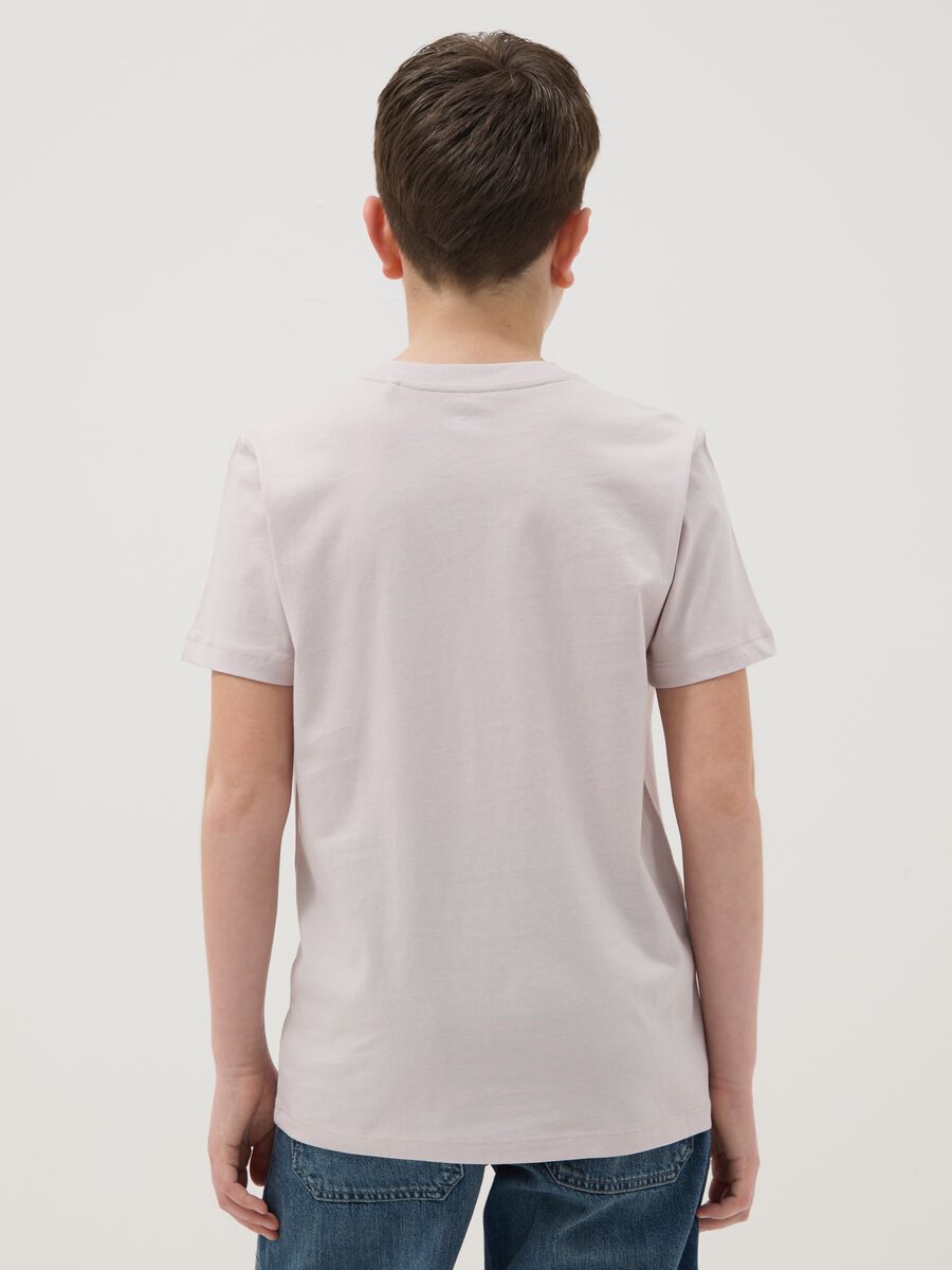 Boys' beige pure cotton T-shirt, regular fit with print_2