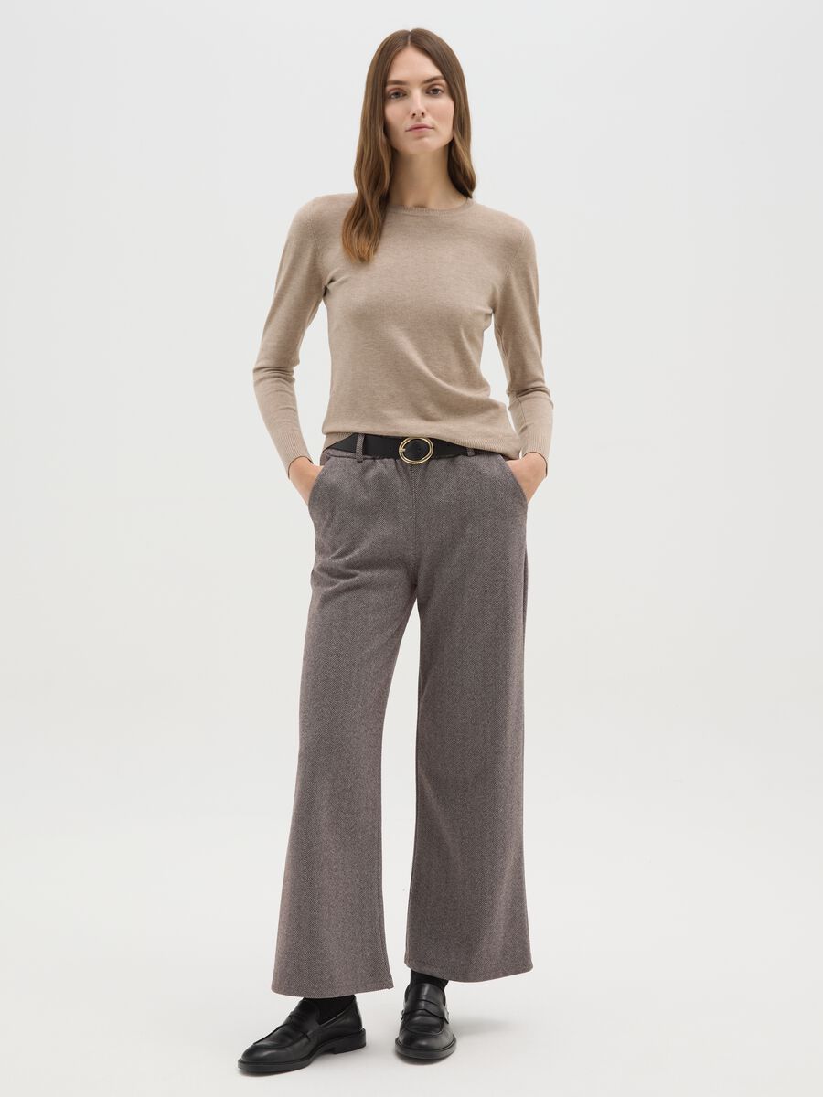 Maglia beige regular fit con scollo rotondo_1