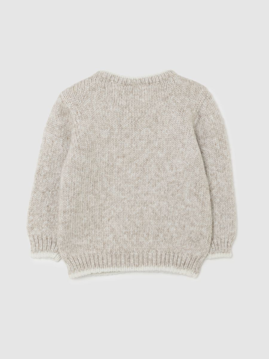 Beige regular fit baby jumper with print_1