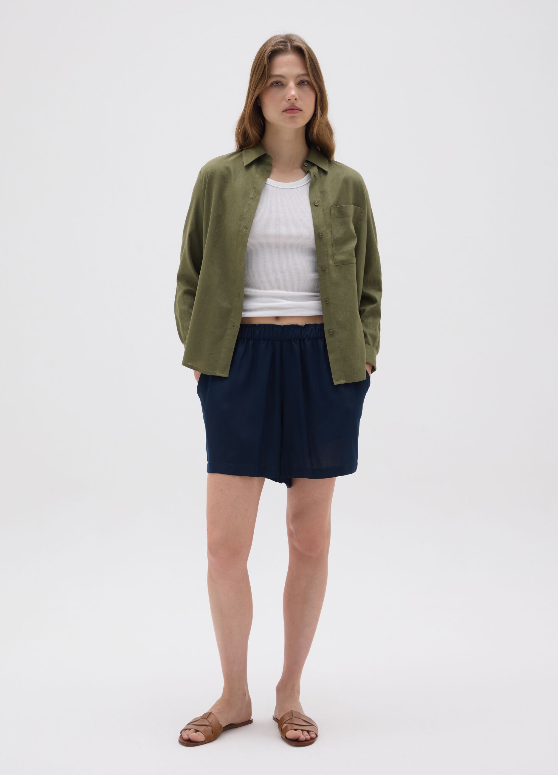 Women's Viscose Blue Regular Fit Shorts