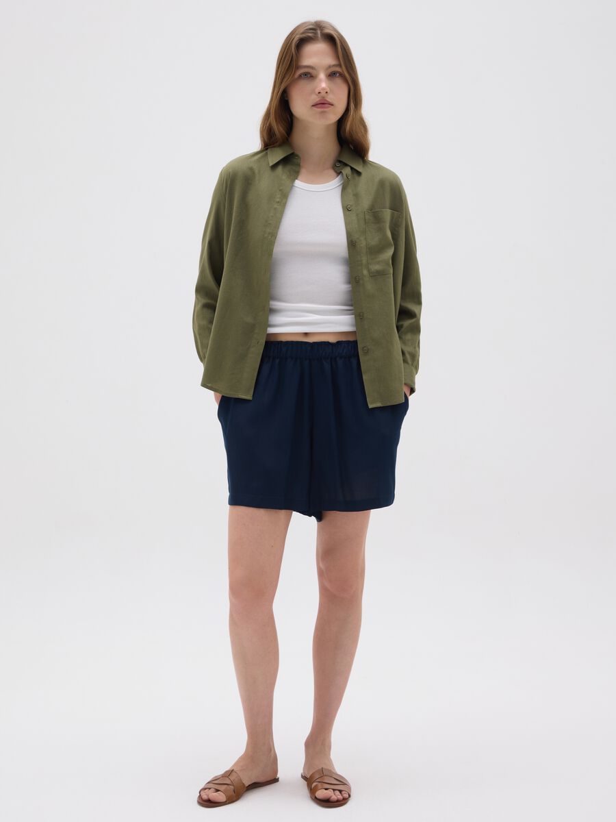 Women's Viscose Blue Regular Fit Shorts_0
