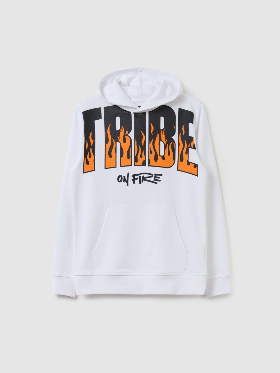 Felpa in French Terry con cappuccio e stampa_3