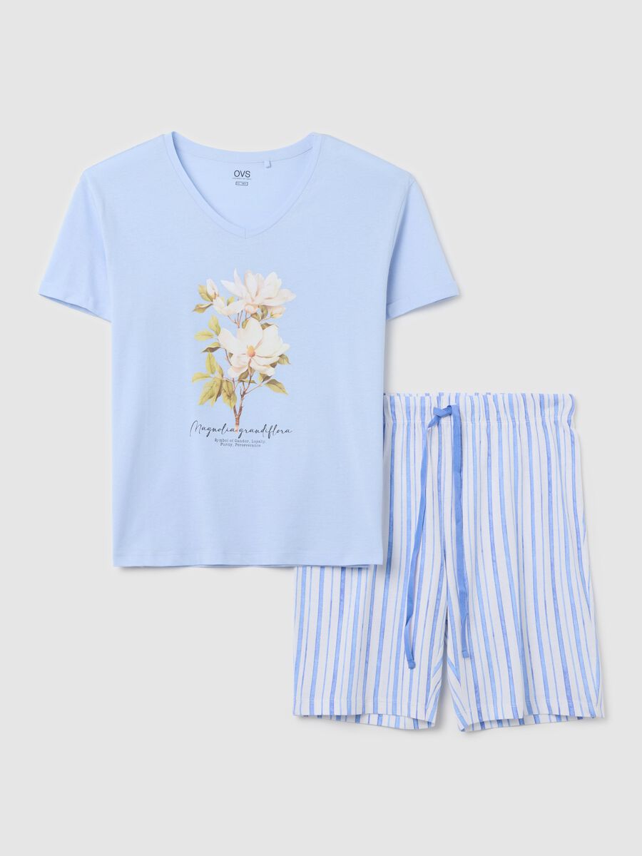 Light blue cotton pyjamas with floral print_4