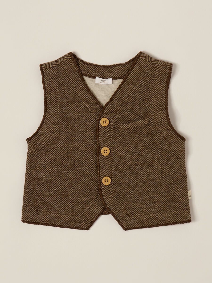 Brown vest in cotton and acrylic blend_0
