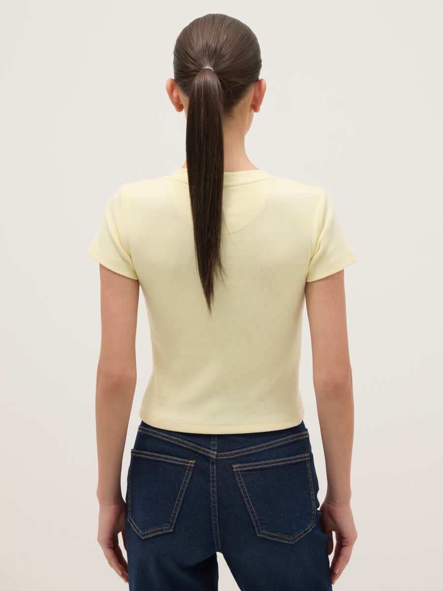 Yellow pure cotton regular fit T-shirt with cherry print_2