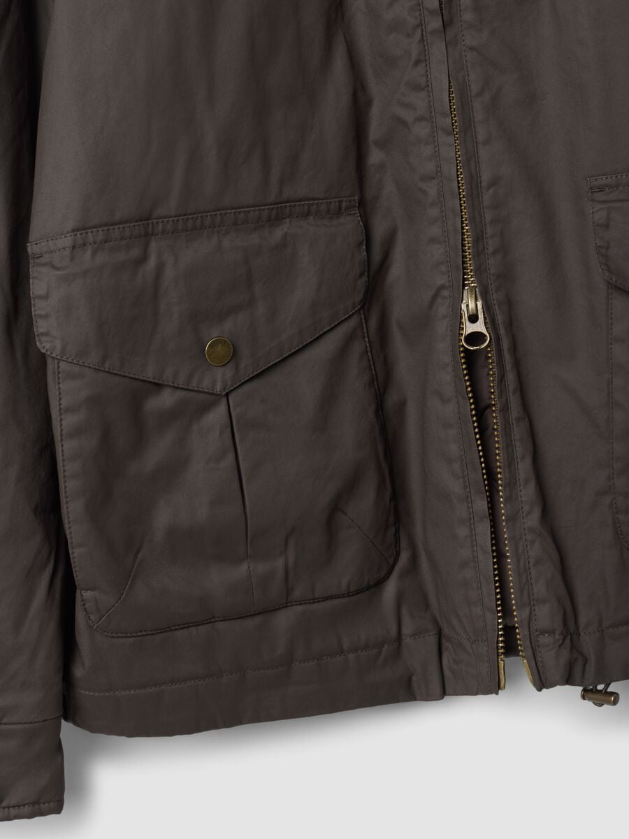 Brown pure cotton hooded jacket_1