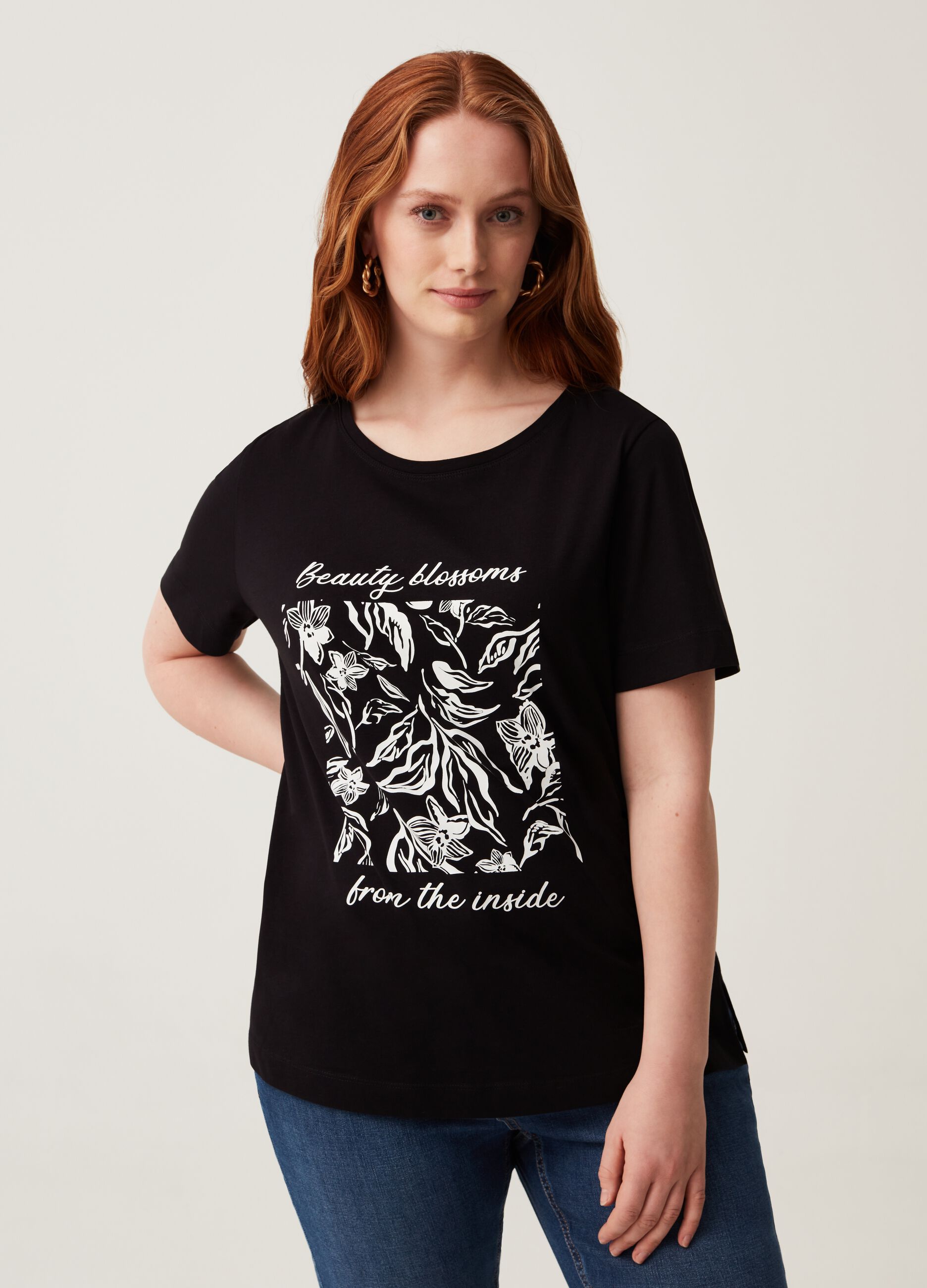 T-shirt con stampa fiori Curvy MYA_0