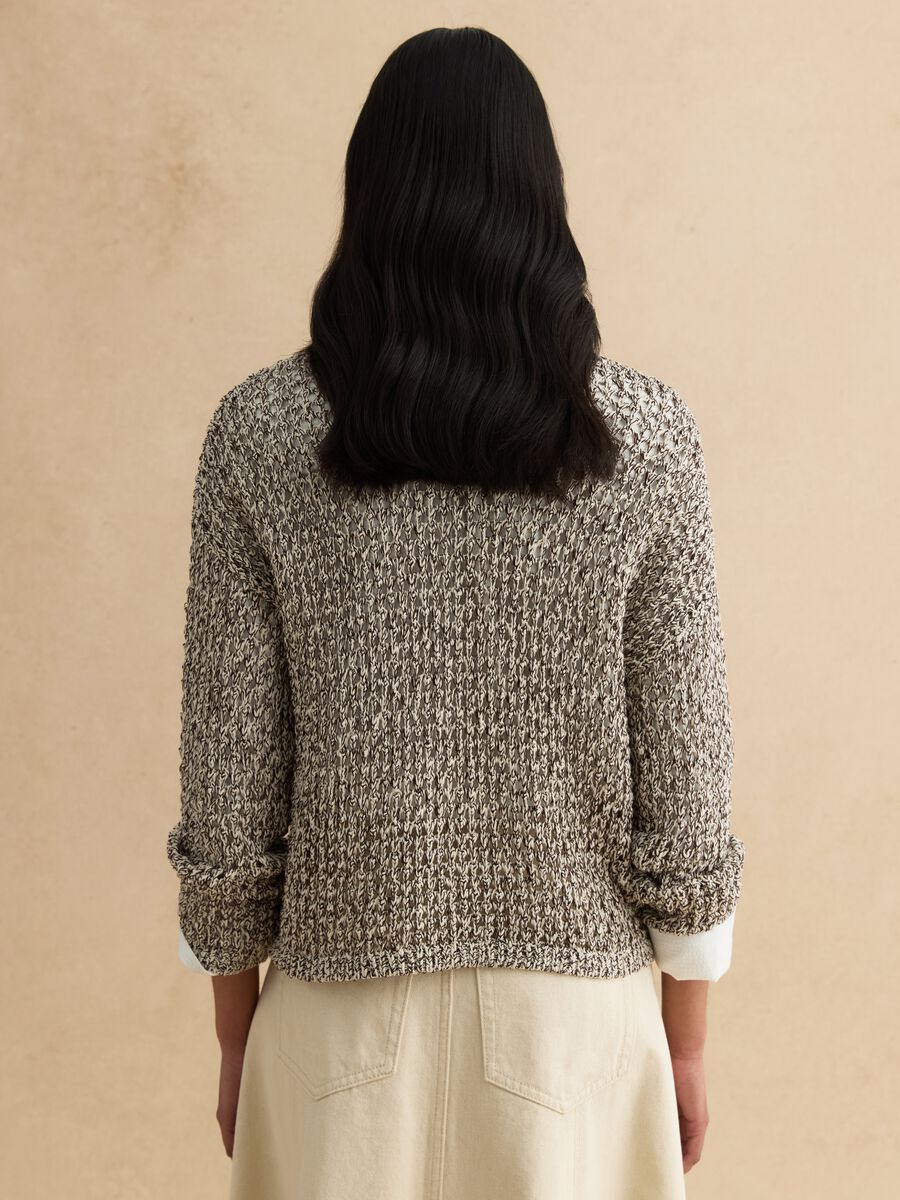 Multicolour cotton blend regular fit pullover with knitted design_3