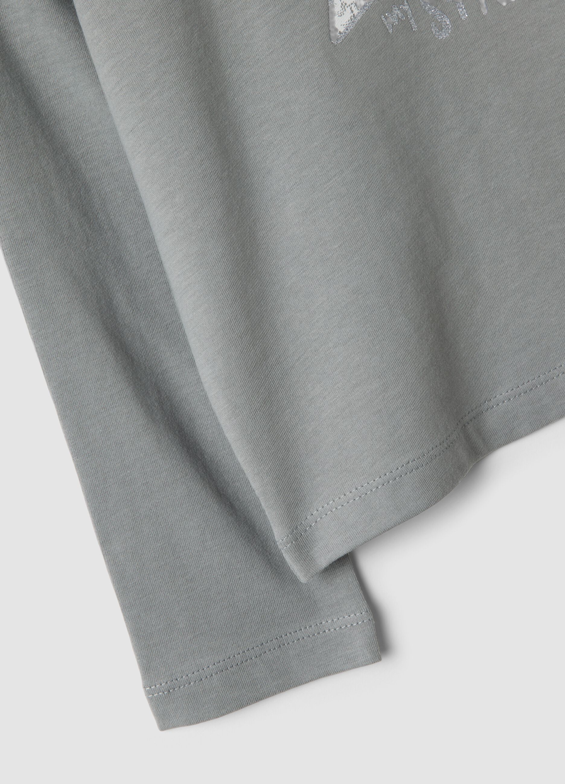 Grey organic cotton T-shirt with front print for girls