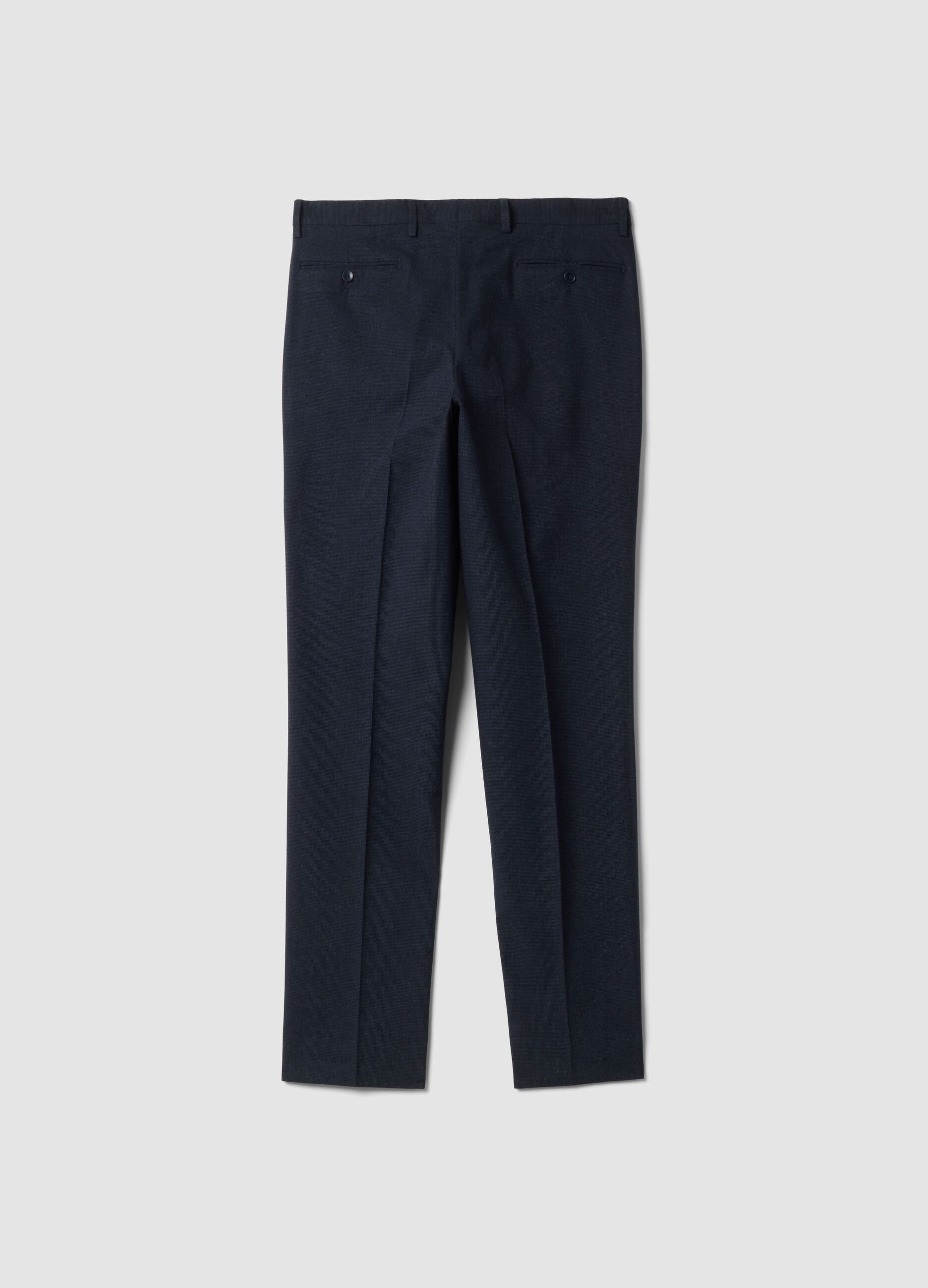 Pantaloni formali blu in cotone elasticizzato slim fit