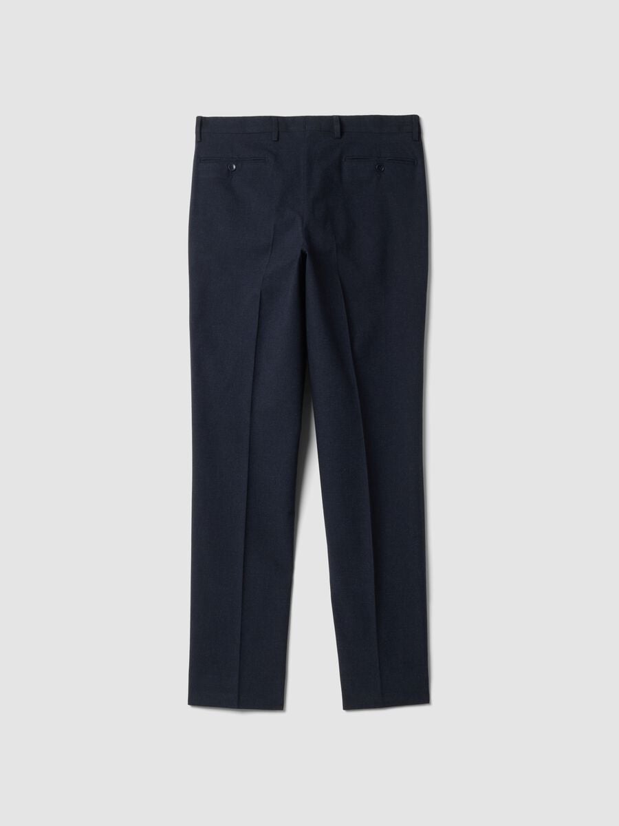 Pantaloni formali blu in cotone elasticizzato slim fit_2