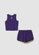 Purple stretch cotton top and shorts set_1