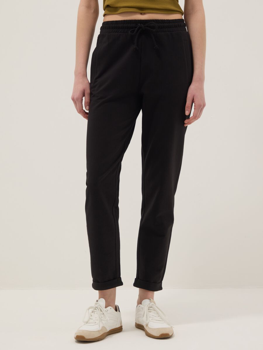 Black pure cotton joggers, regular fit_2