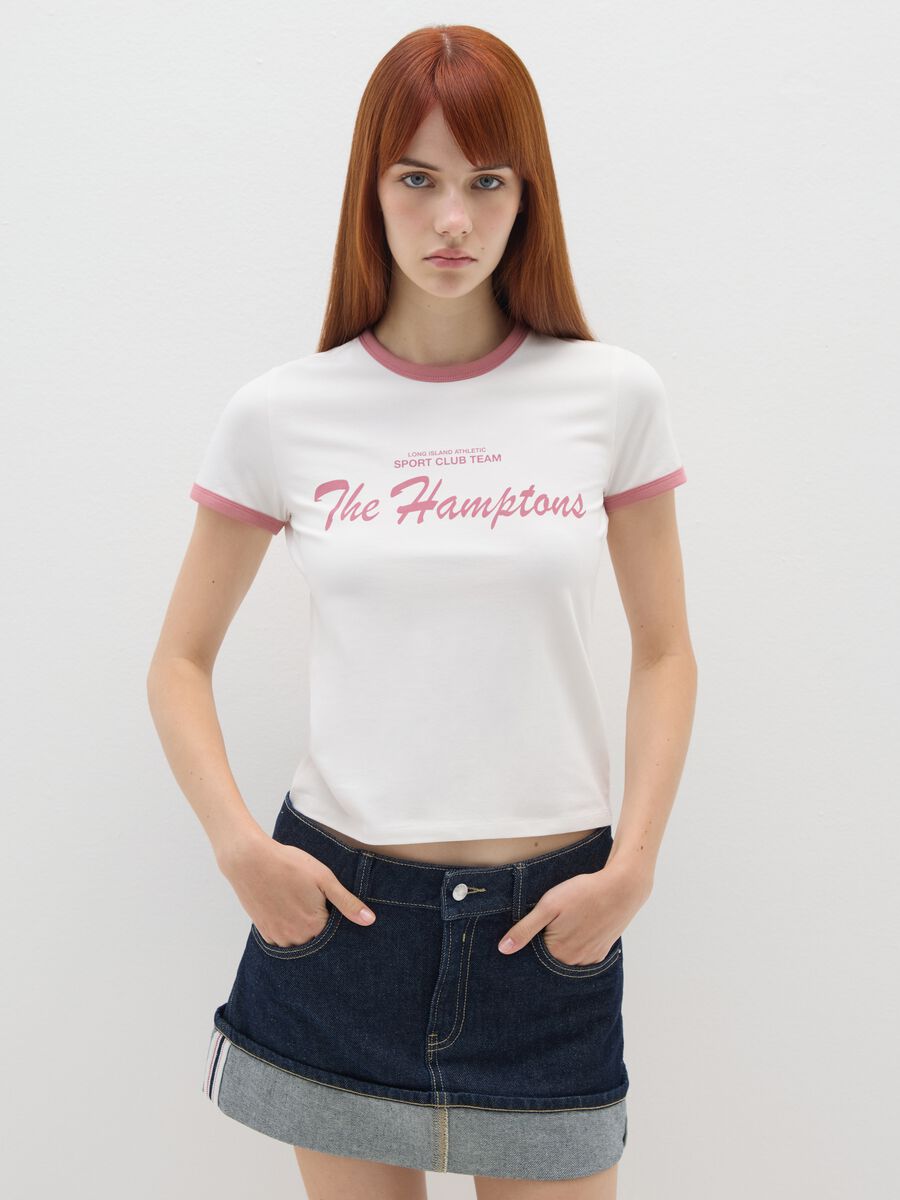 T-shirt in cotone elasticizzato bianca regular fit_0