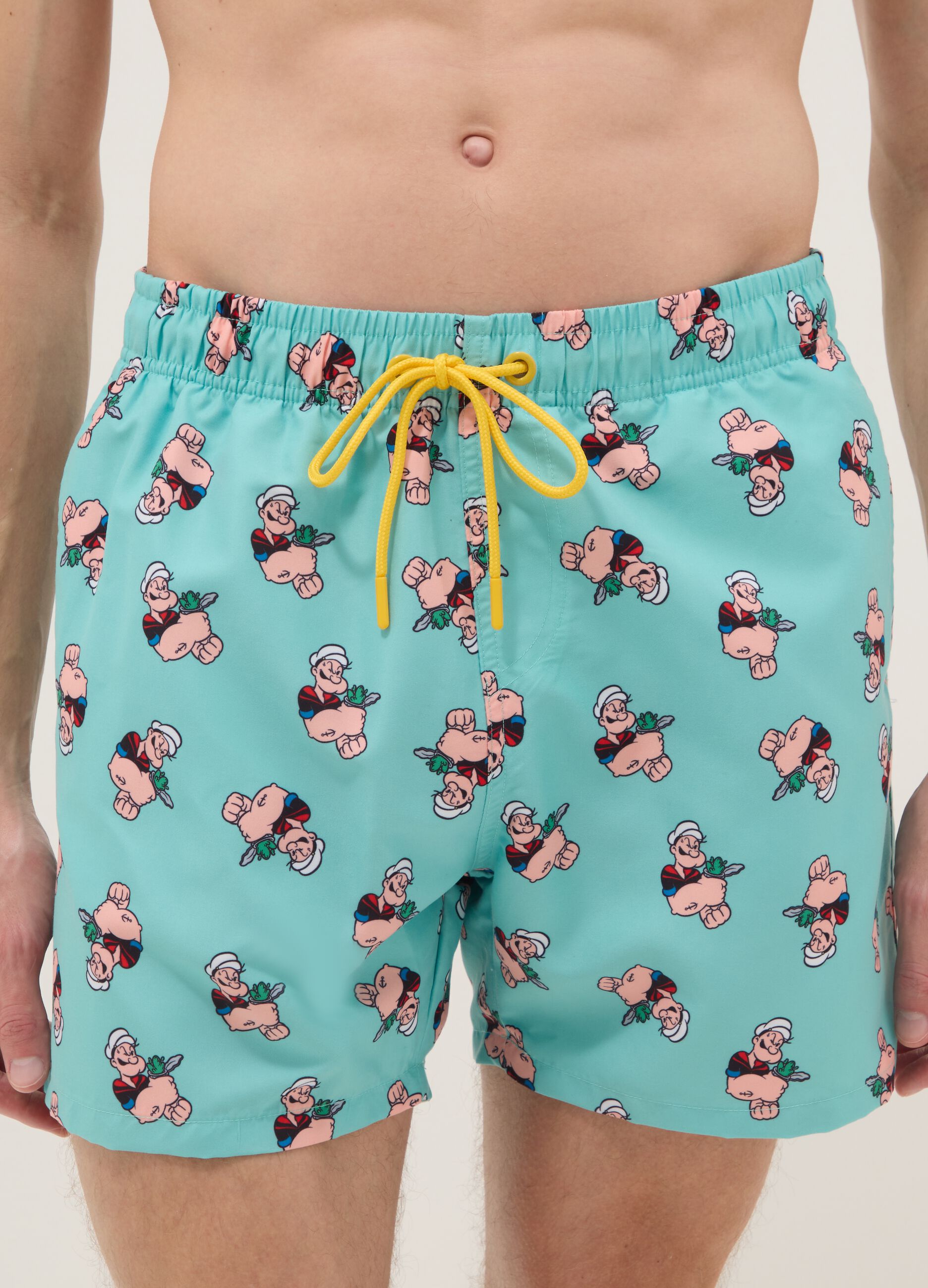 Blue Swim Shorts with Popeye Prints