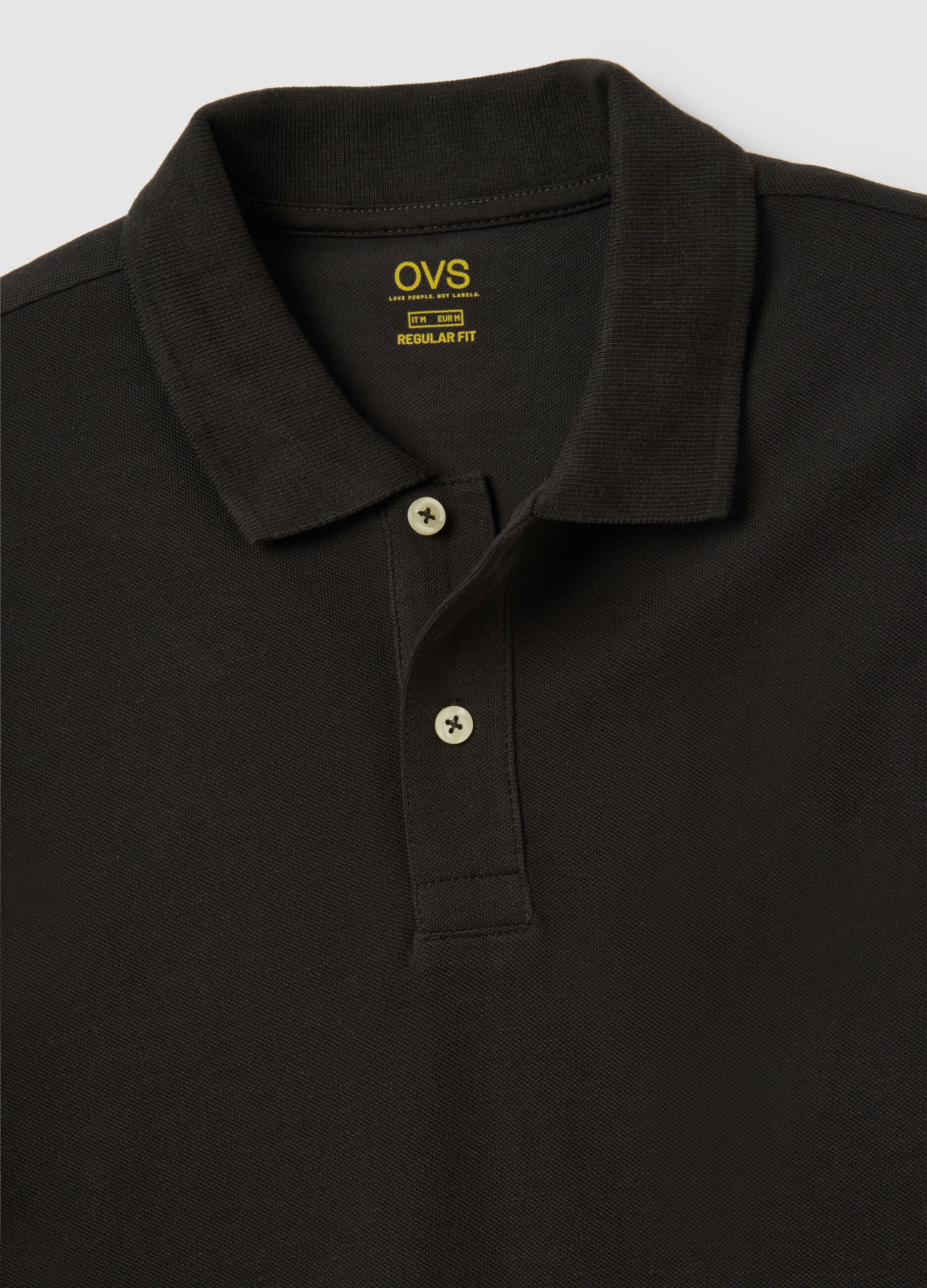 Men's black pure cotton polo shirt in regular fit