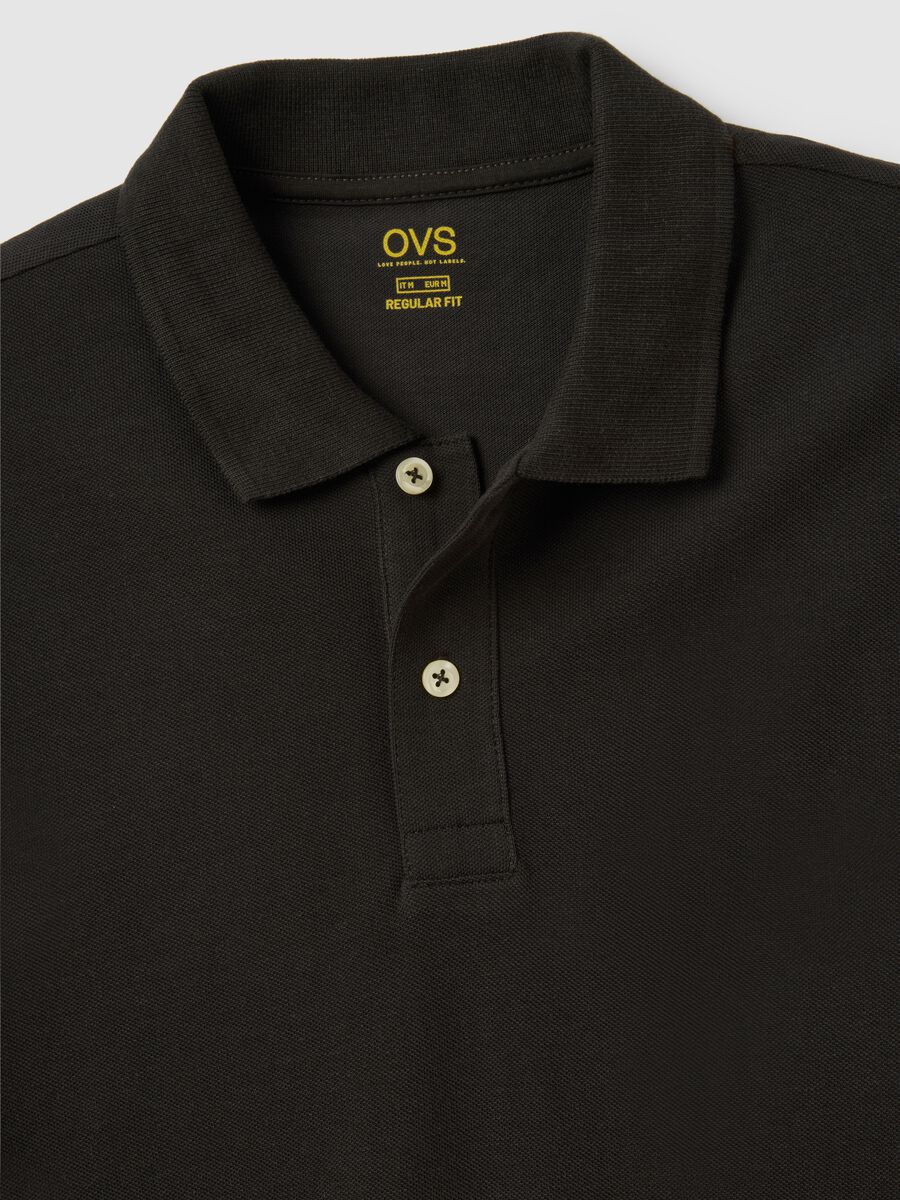 Men's black pure cotton polo shirt in regular fit_5