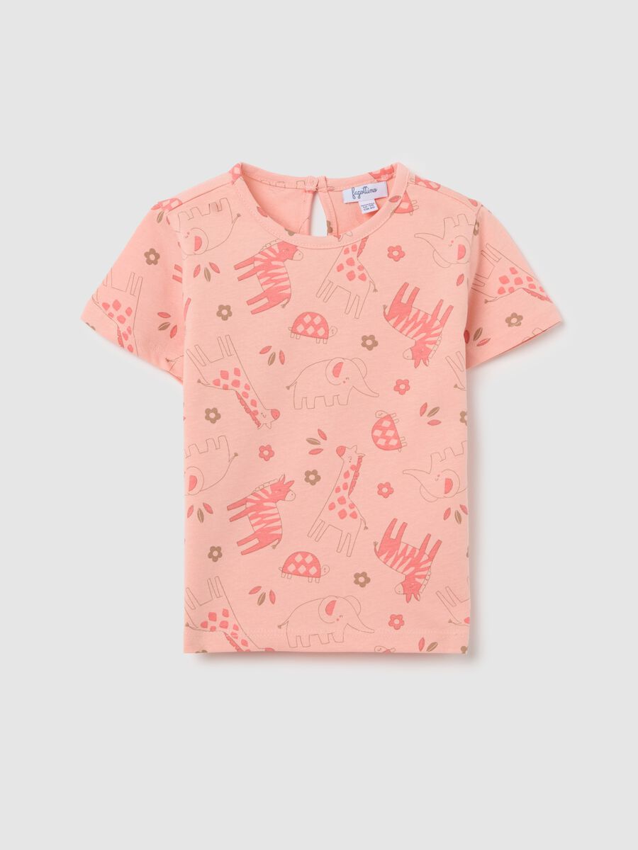 Girls' Short Sleeve Cotton T-shirt with Animal Designs_0