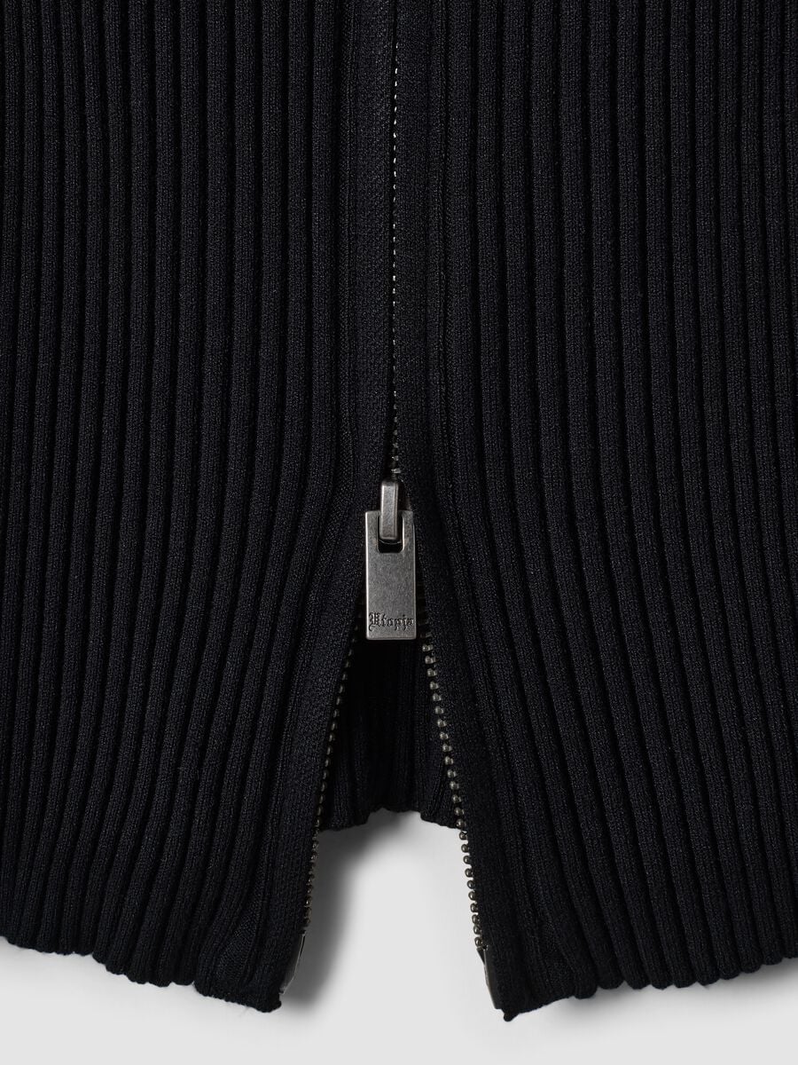 Full-Zip Ribbed Knit Black_7