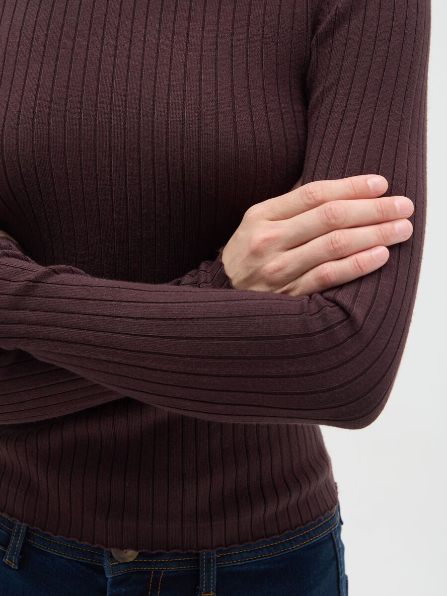 Brown mixed fitted sweater_2